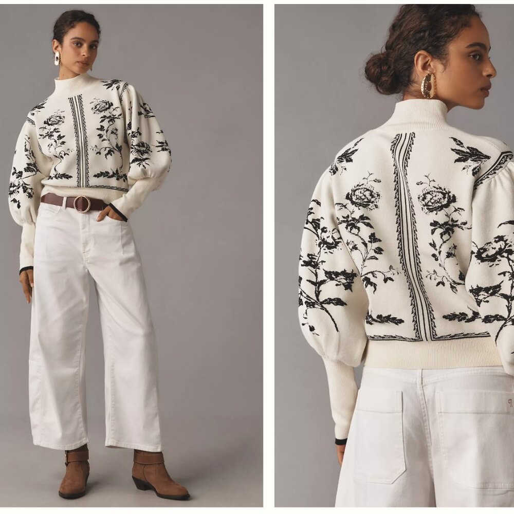 *SOLD* NWT By Anthropologie Ballon-Sleeve Turtleneck Sweater  Size L NWT - Picture 3 of 6